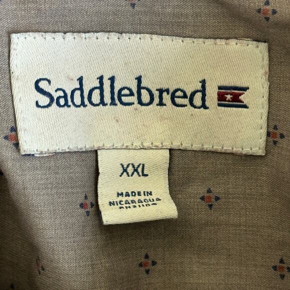 Saddlebred Button Down Shirt Mens XXL Purple Short Sleeve Microprint Casual - Picture 5 of 5